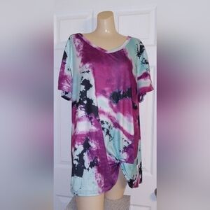 NWOT Size 20 Women's Tie-Dye Top - Purple and Black